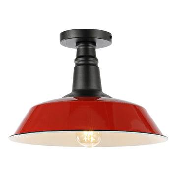 Camila 14"  Classic Industrial Indoor/Outdoor Iron LED Semi Flush Mount